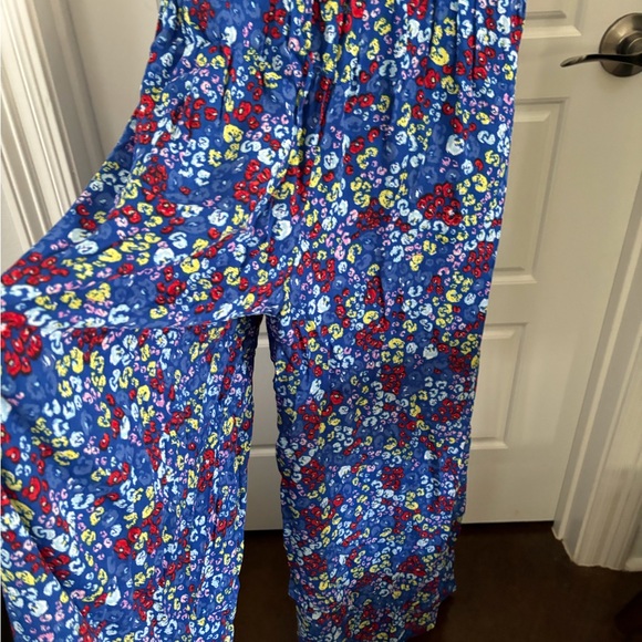 Kaari Blue Blue Multi Smocked Wide Leg Jumpsuit Size XL. NWT - Picture 5 of 7